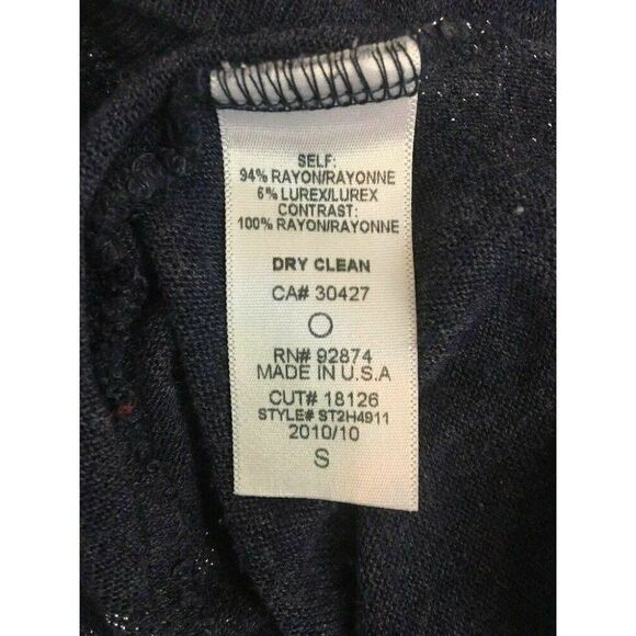 Splendid Womens Navy Blue Silver Metallic Striped Short Sleeve Top Small - Picture 7 of 7